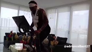 Dolphins safety Adrian Colbert riding his Peloton bike to help raise money for frontline workers