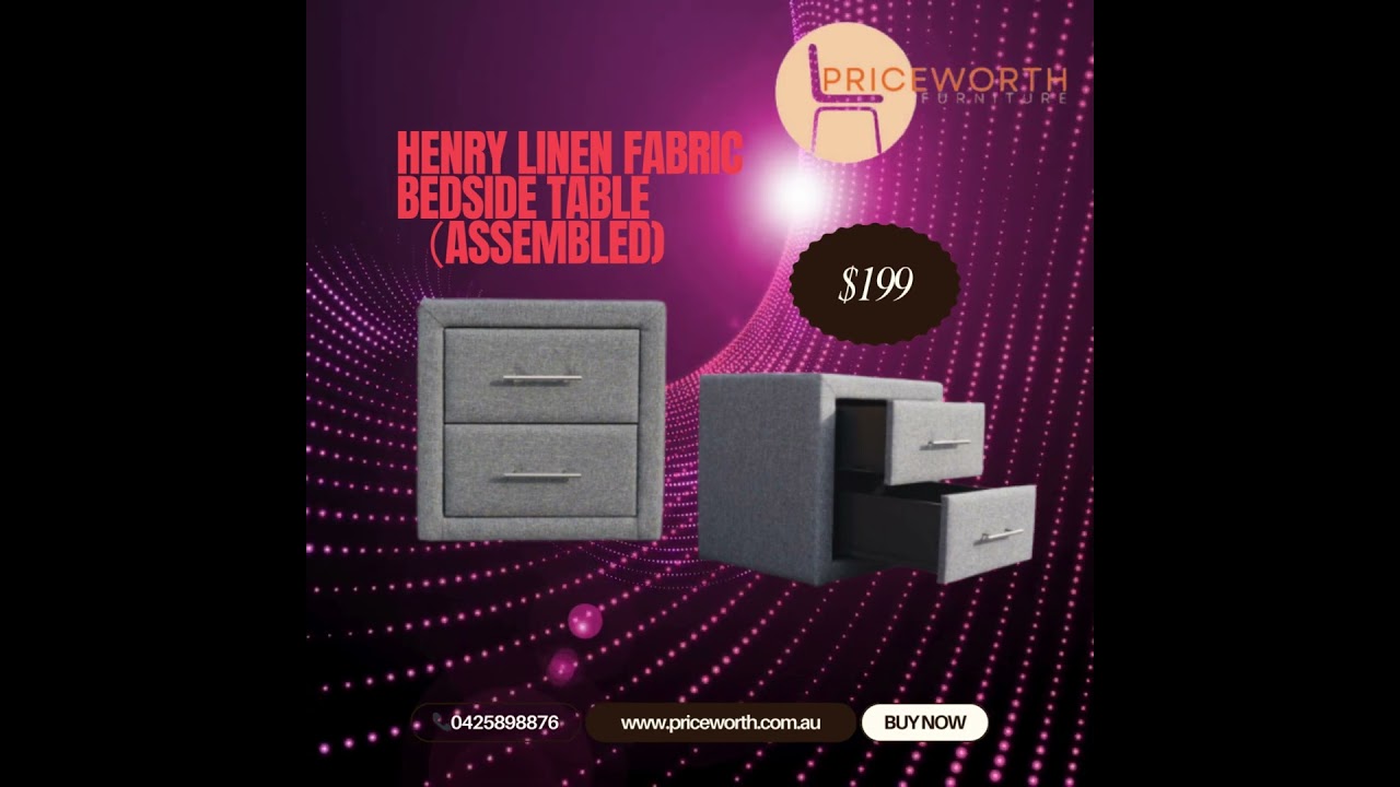 Henry linen fabric Bedside table（Assembled) $199 