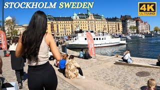 Stockholm - Sweden - Beautiful day in May - Walking Tour - 4K