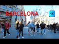 [4k] Streets view of the city center of barcelona