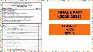 Class 6 Maths Sample Paper | Final Exam (2025-2026 ) | Ganita Prakash | Session Ending Exam |