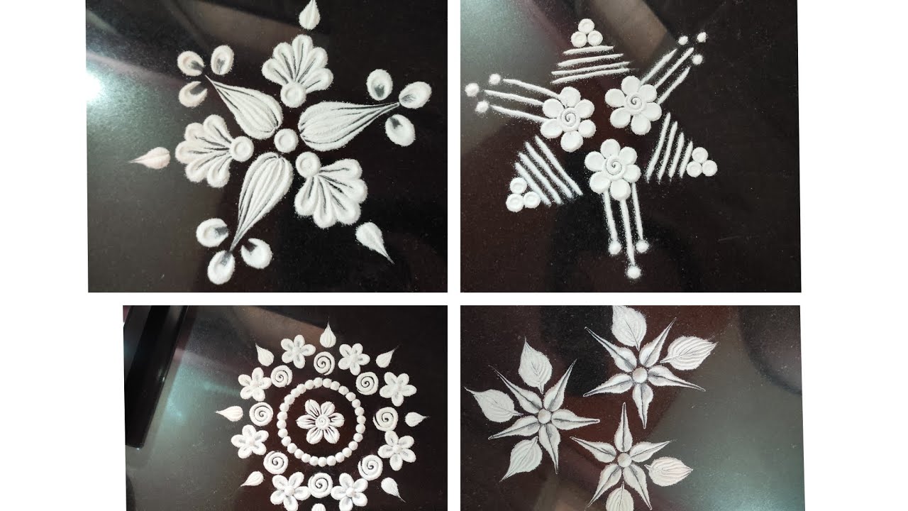 4 Small Daily Use Rangoli Designs.. Simple Rangoli Designs.. Easy Rangoli.. 