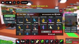 ROBLOX LIVE SAB RARE BRAINROT TRADE + TACO TUESDAY