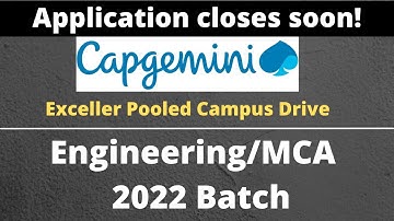 Capgemini Recruitment 2022 | Pooled Campus Drive for Engineering (B.E/M.E) &  MCA  2022 Batch |