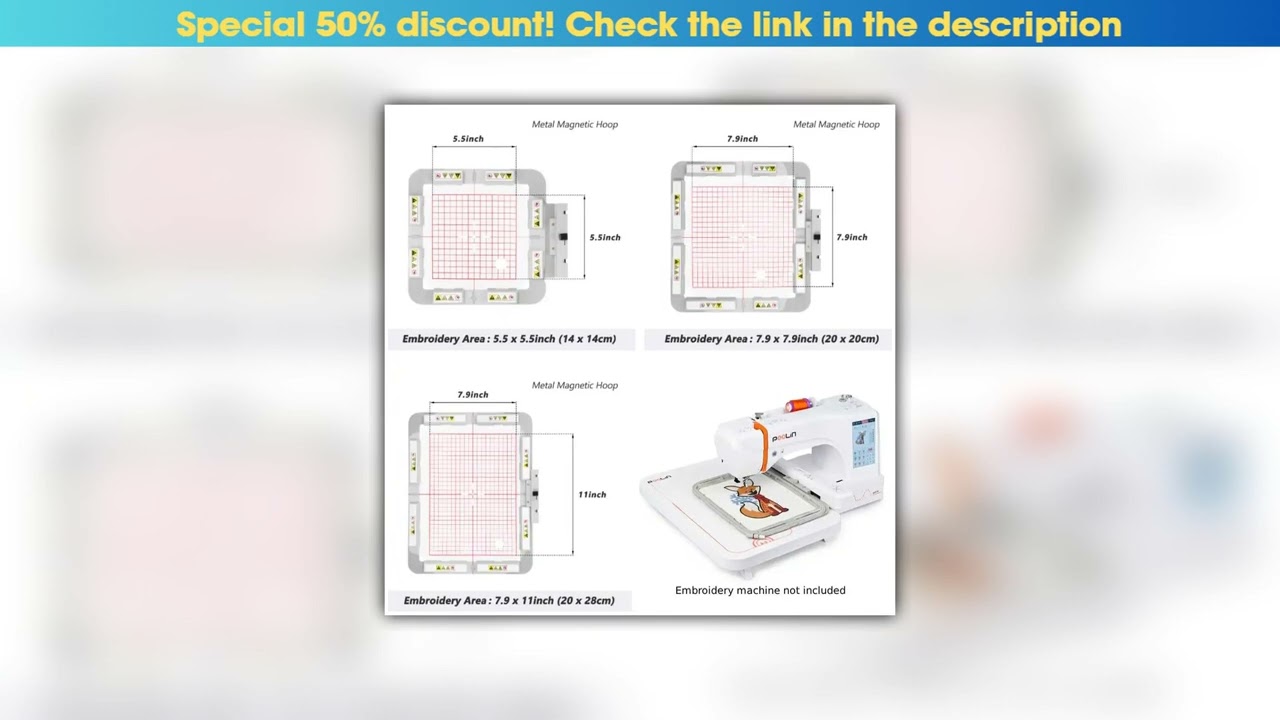 Hands-on Magnetic embroidery Hoop fit for Poolin EOC06 Computerized Embroidery Machine•••••••••••••