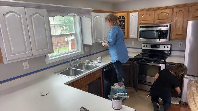 Kitchen Makeover Before & After Results using ALL-IN-ONE Paint 