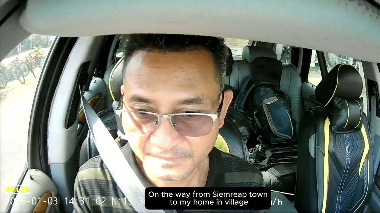 Sightseeing Cambodia: Short Drive From Siamreap Town to my home home in Small Village/Taxi Cambodia