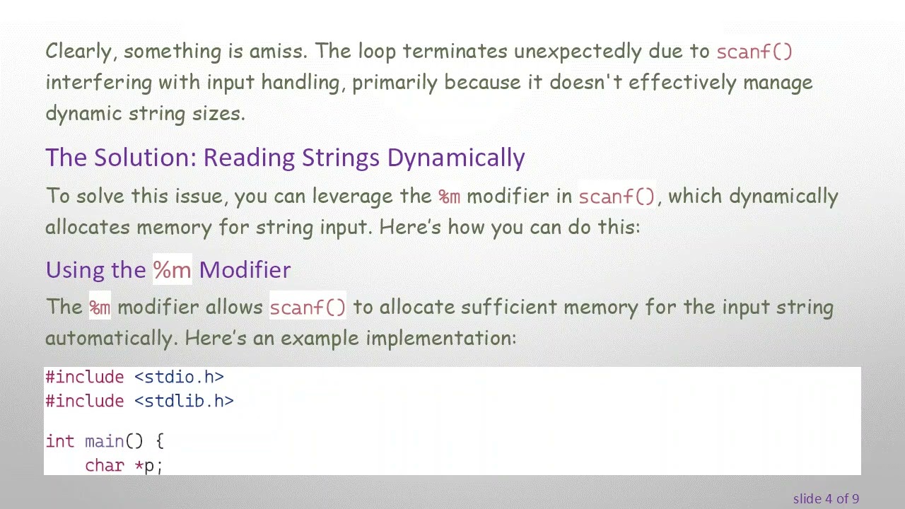 Solving the scanf() Loop Issue: How to Read Dynamic Strings in C