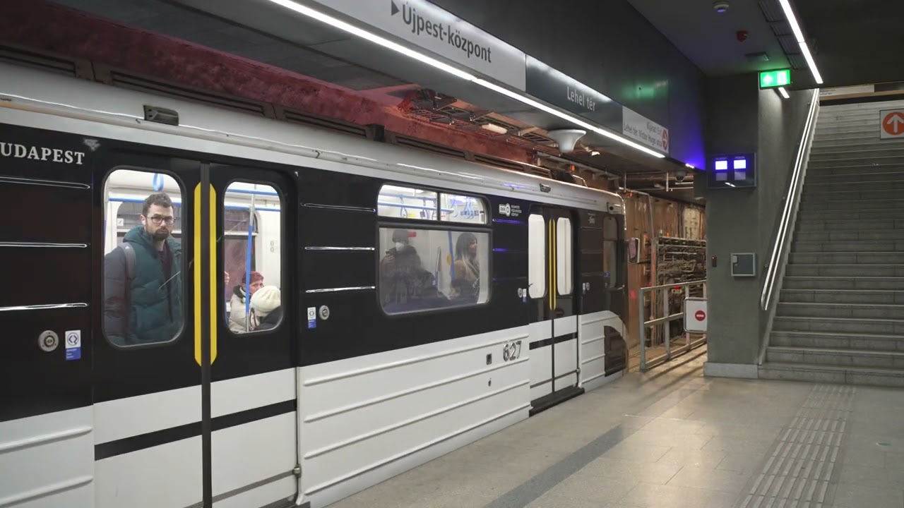 Hungary, Budapest, Metro night ride from Lehel tér to Dózsa György út