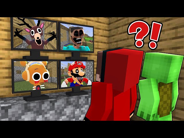 Mikey and Maizen watch monsters on camera trying to steal them in