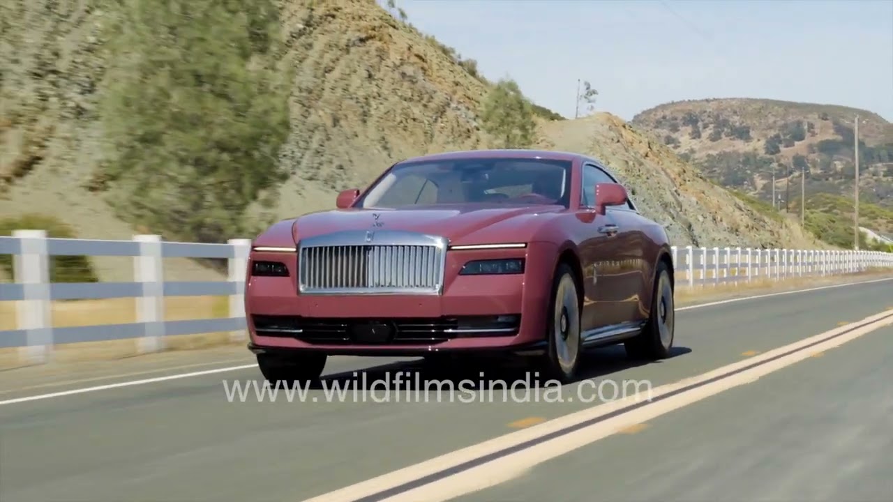 Symphony Rolls Royce Spectre Morganite EV smoothly rolls down an European autobahn