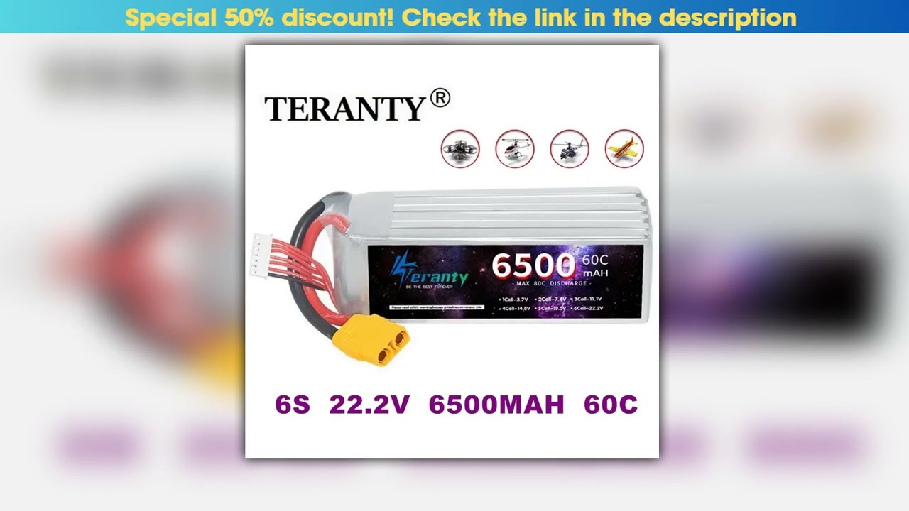 TERANTY 6S 222V Lipo Battery 6500mAh 60C Soft Pack with XT60 Connector for RC Car Truck Tank Boat