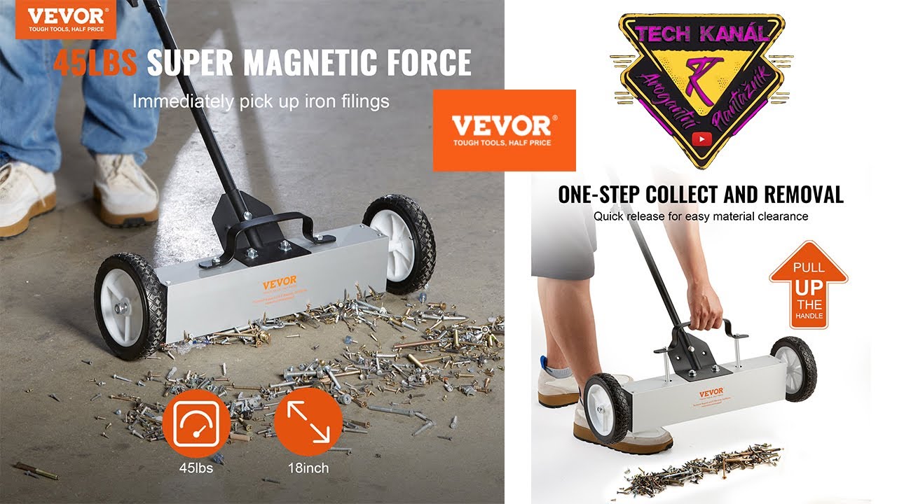💥 Magnetické koště VEVOR 🗑 🧹 jak posbírat kovové piliny v dílně