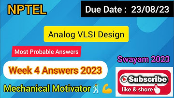 Analog VLSI Design | Week 4 Quiz | Assignment 4 Solution | NPTEL | SWAYAM 2023