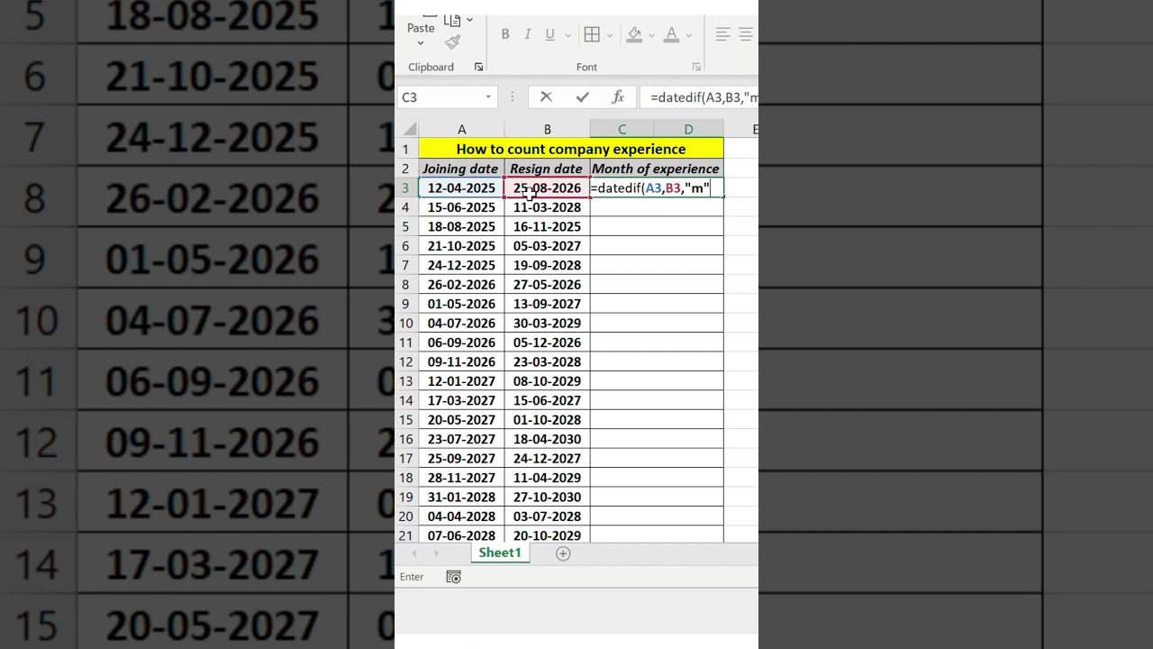 how to count experience of month ✨