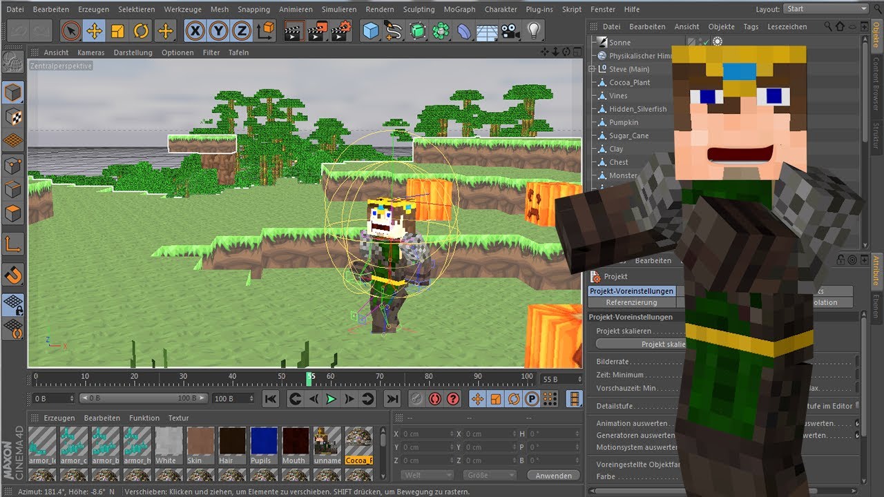 Cinema 4d Tutorial Eine Minecraft Animation Erstellen German Deutsch Part 1 Die Welt Youtube