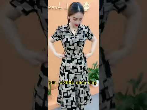 Video Đầm cổ vest tay ngắn về màu mới Zalo 0898129486 - youtube