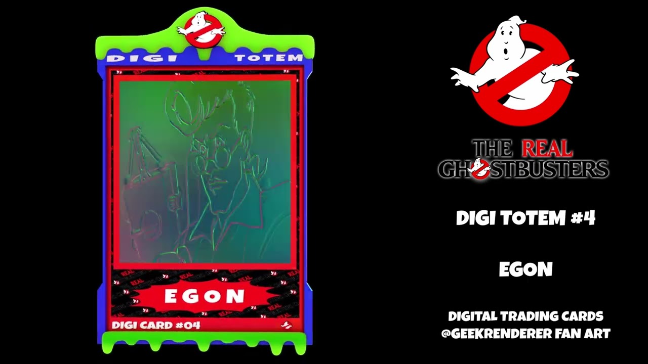 REAL GHOSTBUSTERS DIGI TOTEM. DIGITAL TRADING CARDS (FAN ART) BLENDER 3D ANIMATION MODEL VFX NFT 3D