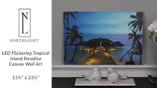 15.75' x 23.5' LED Flickering Tropical Island Canvas Wall Art | Northlight NJ75708 | Northlight