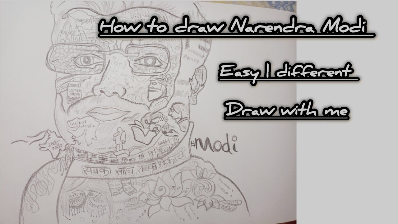 How to draw Narendra Modi| Free hand drawing| step by step for beginners | Easy