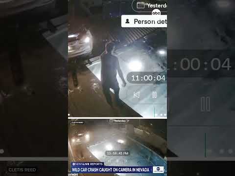 Car goes flying over backyard wall, lands on pool house roof in Nevada