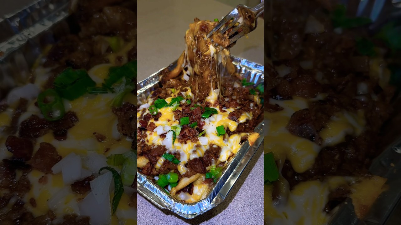 “Lazy” Bacon chilli cheese loaded fries 