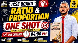 Algebra - Ratio and Proportion, One Shot🔥ICSE Class 10 Mathematics by Sonvir Sir