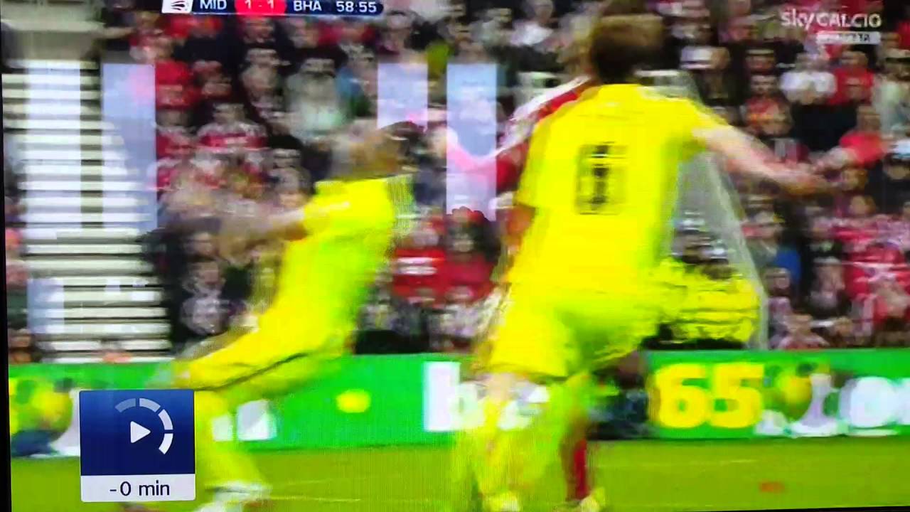 Gaston Ramirez Horror Injury (Leg Wound) - Stephens crazy tackle - Middlesbrough v Brighton