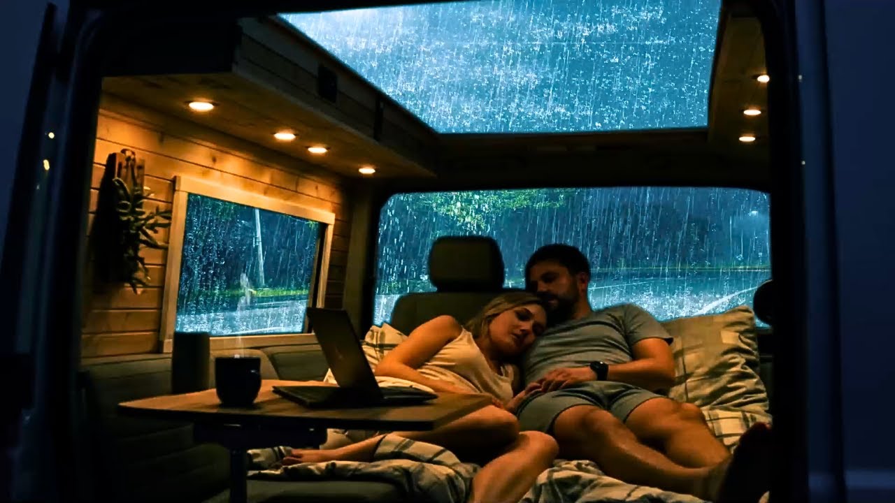🚐 Heavy Rainstorm Inside the Van – Best Rain For Deep Sleep, Anxiety Relief & Focus Boost Soundscape
