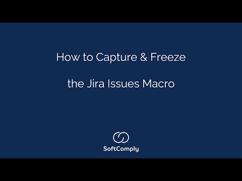 How to Capture & Freeze Jira Issues Macro