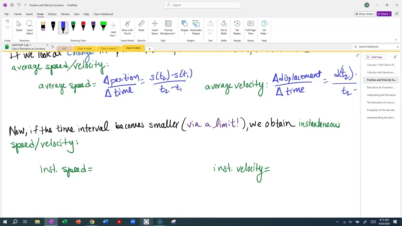 Position and Velocity Functions
