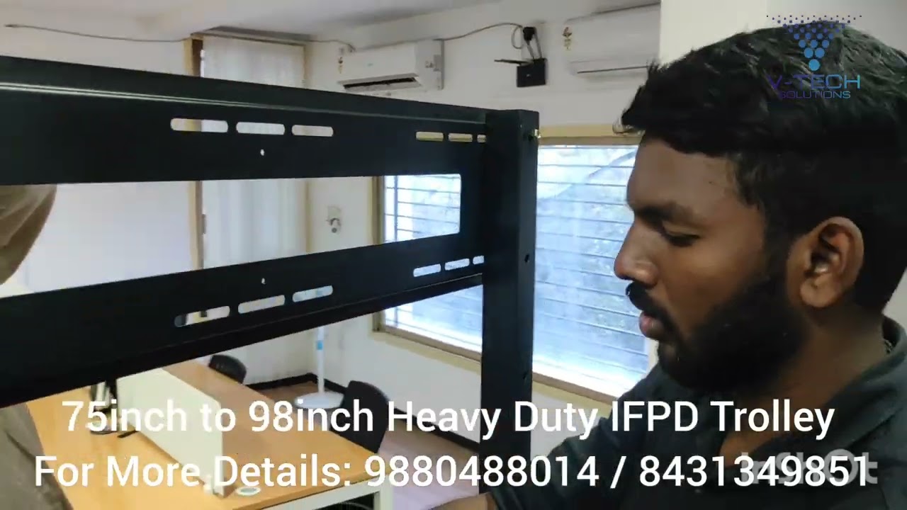 VTech Solutions - 75inch to 98inch Heavy IFPD Display Trolley (Weight Capacity upto 160Kilos)