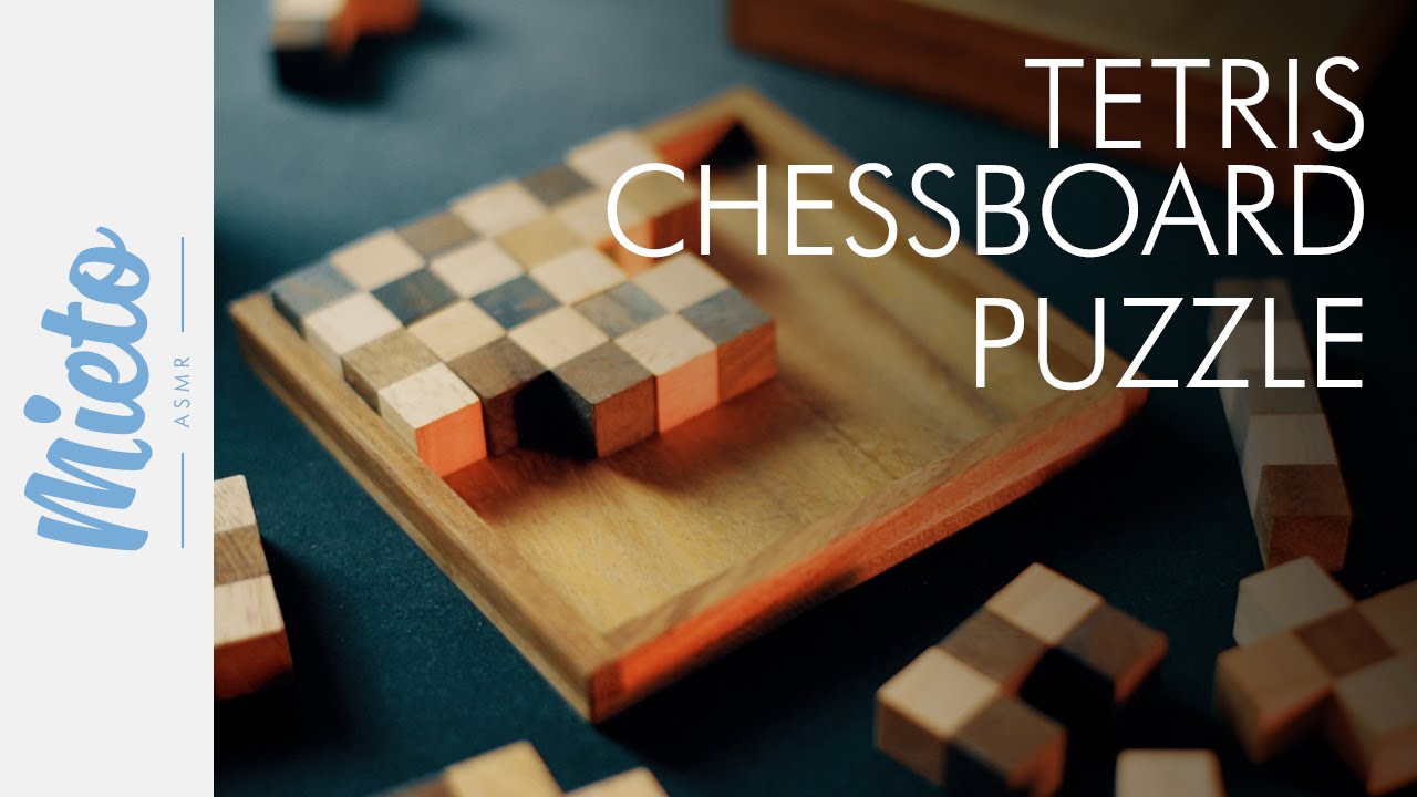 ASMR. Chessboard Puzzle. Wooden Blocks, Whisper