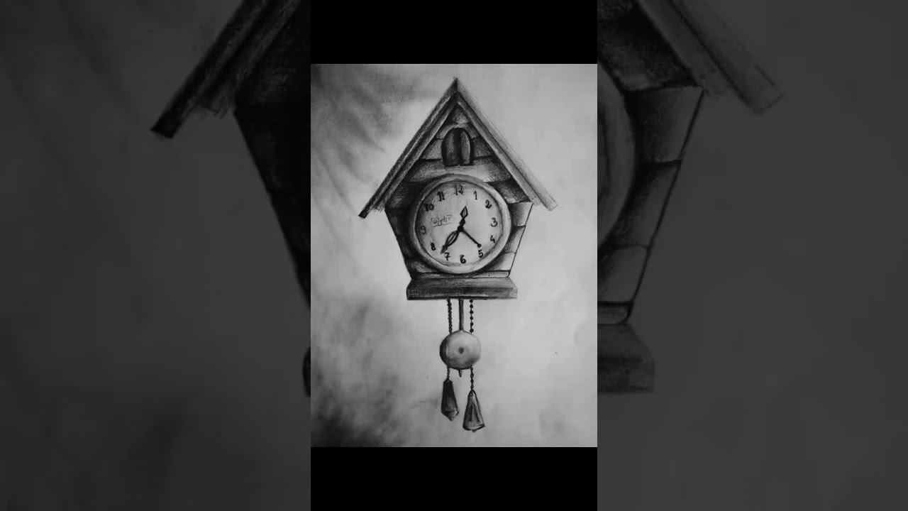 Drawing of hanging pendulum clock . 