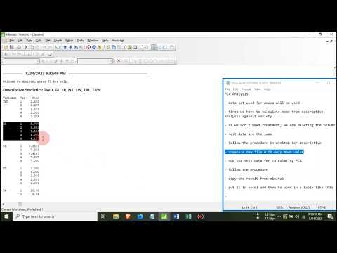 Principle Component Analysis (PCA) using Minitab
