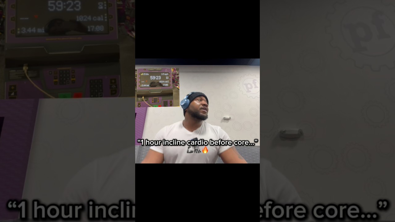 1 hour incline cardio + core work 💨