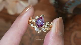 Pear Cut Alexandrite Engagement Ring Set- Olivia2.0 - Gemsmagic