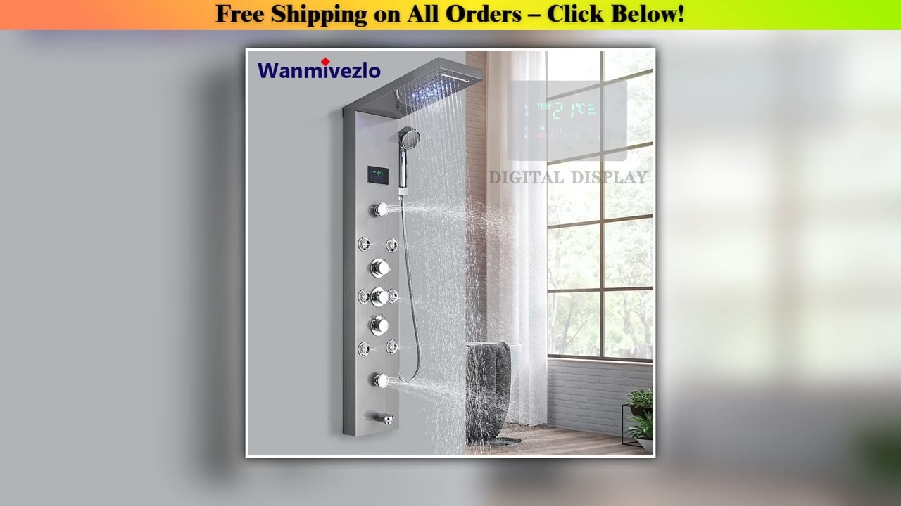 LED Light Bathroom Shower Faucet Set LED Rainfall Shower Panel System Bathtub Water Mixer Tap