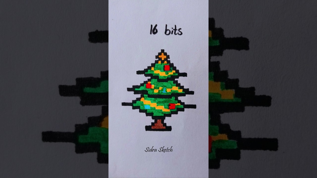 Pixel art Christmas tree 😀 (64 bits-quarter bit) 