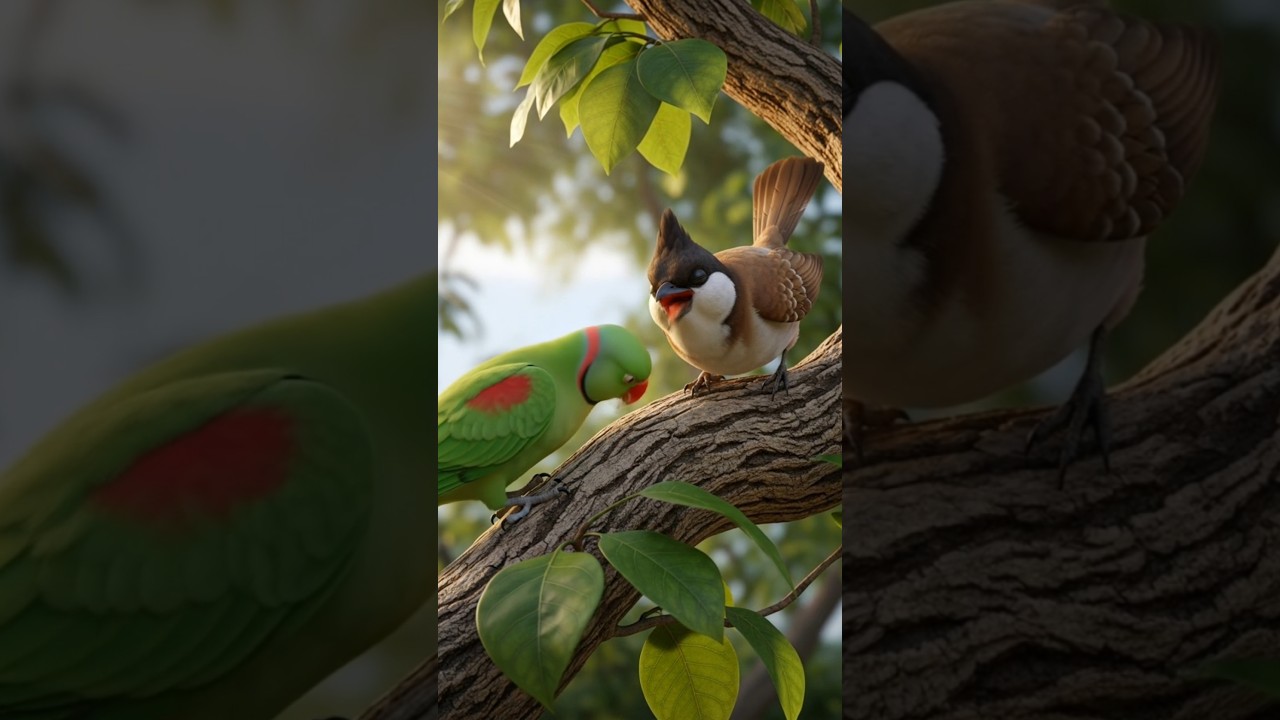 A bird taught a lesson to the parrot