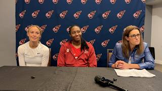 Sophie Cunningham, Aliyah Boston, Stephanie White after Indiana Fever's 34-point win over Aces