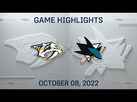 NHL Highlights | Predators vs. Sharks - October 8, 2022