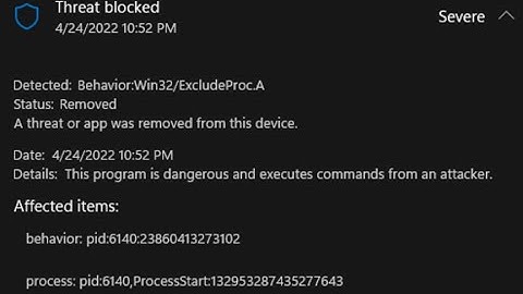 Behavior:Win32/ExcludeProc.A Removal Help - Get Rid of Behavior:Win32/ExcludeProc.A