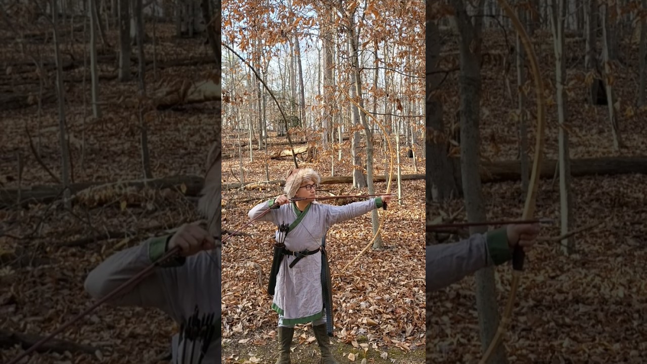 Mongol shooting Japanese horse bow 55 lb @ 28"  