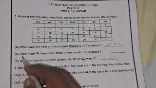 CITY MONTESSORI SCHOOL CHAPTER - TIME AND CALENDAR CLASS 3RD IMPORTANT FOR EXAMS