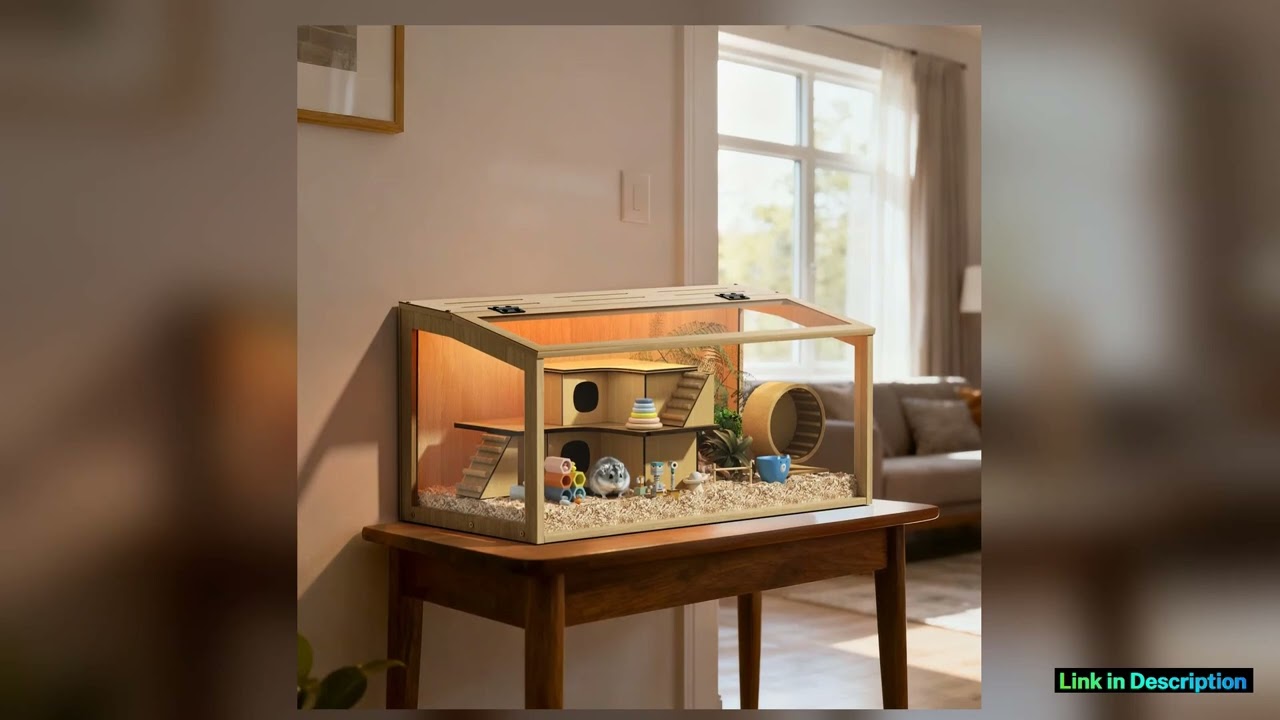 Wooden Hamster Cage for Gerbils Syrians Hamster with Openable Roof Pet Mouse Mice Rodent Small