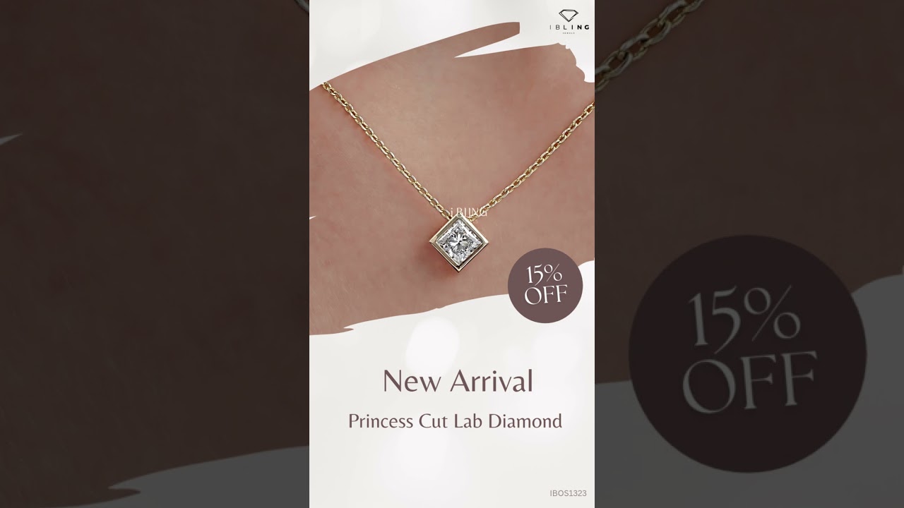 Princess Cut Lab Diamonds Solitaire Necklace  