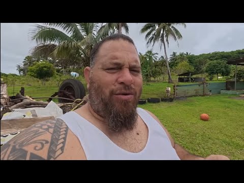 Traditional family Umu in Eua Tonga 🇹🇴 (inground oven with hot rocks) 
