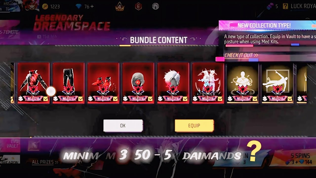 FREE FIRE Dreamspace bundle || Free fire new legendary Evo bundle 2025 || how much daimands?