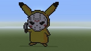 Minecraft Pixel Art Tutorial | Jason Voorhees Pikachu (Friday the 13th/Pokémon)